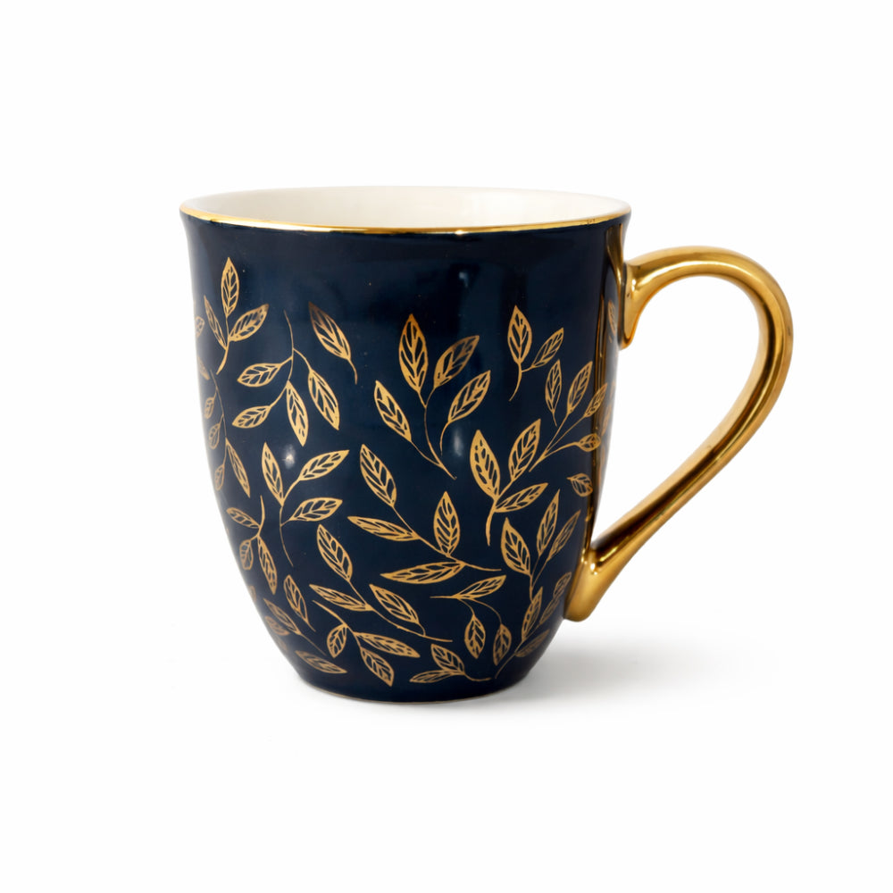 K&Co. Plumberry Series Porcelain Tea Mug - ETCHED LEAVES